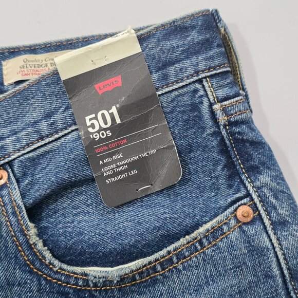 NWT Levi's 501 90s Selvedge Straight Jeans Womens 34x30 Blue - Picture 10 of 10